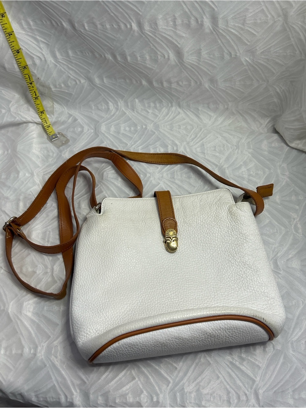 Valentina Italian Leather White Crossbody